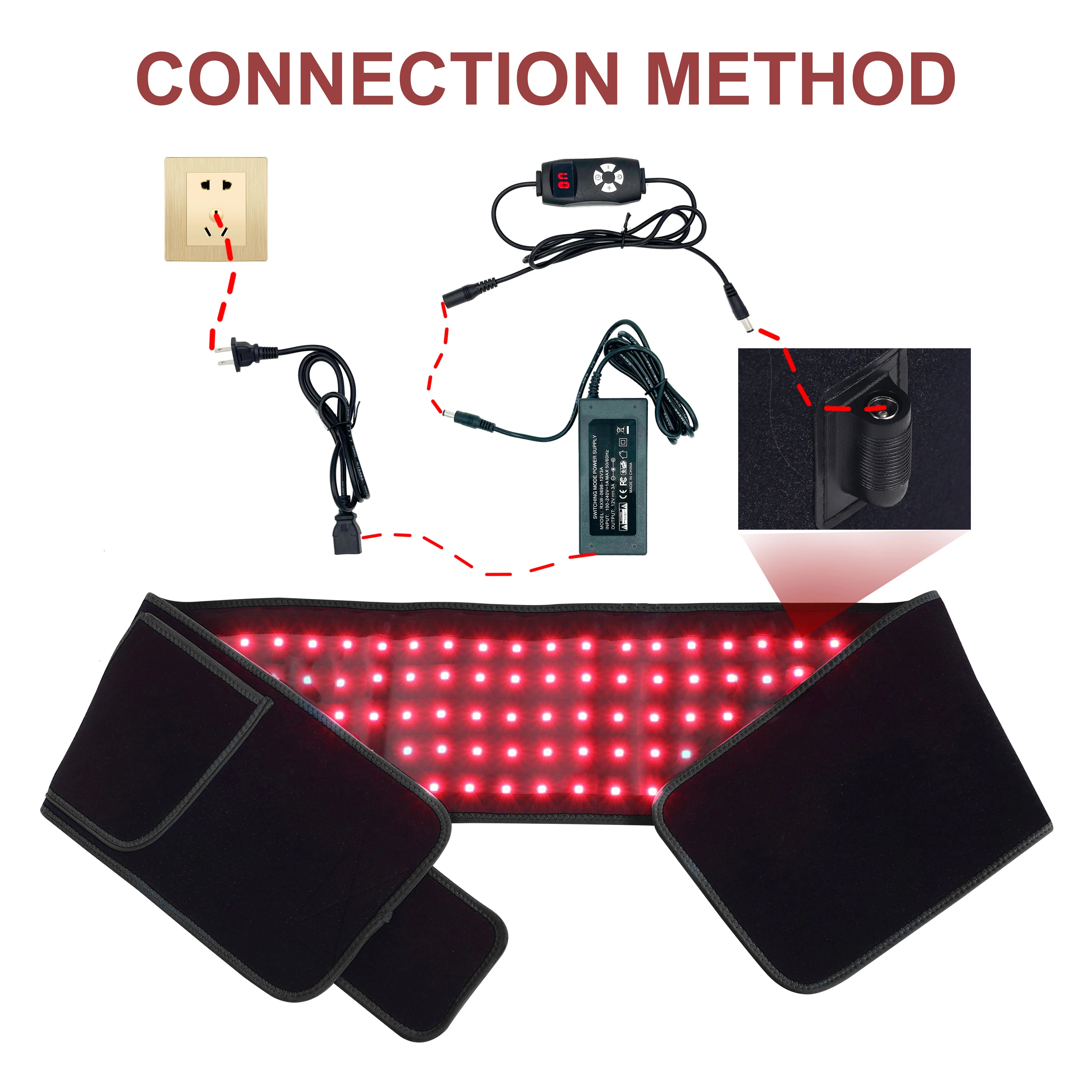 105PCS LED Red Light Therapy Belt 660Nm&850Nm near Infrared Heating Pad Portable Light Therapy Device Wearable for Body
